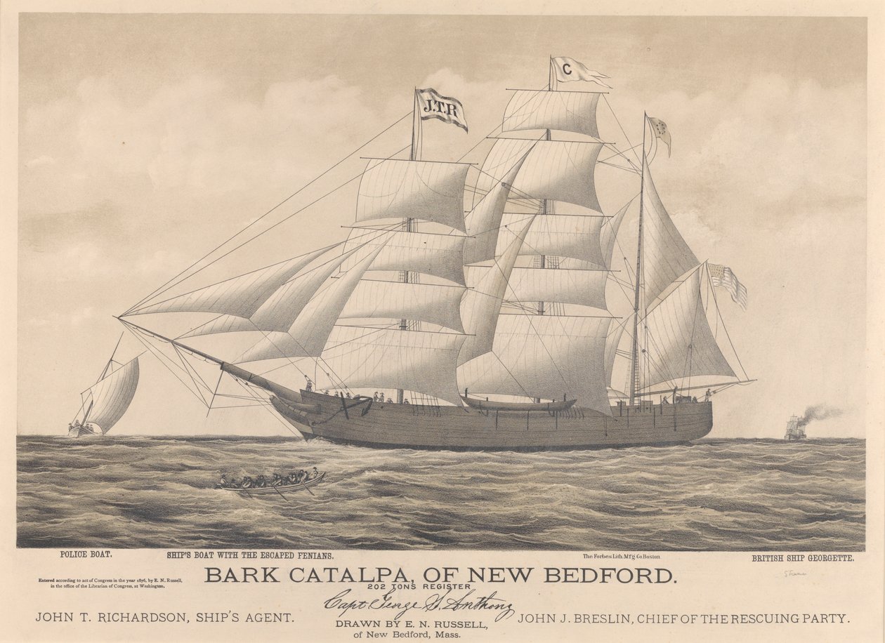 Bark Catalpa of New Bedford, police boat, ship