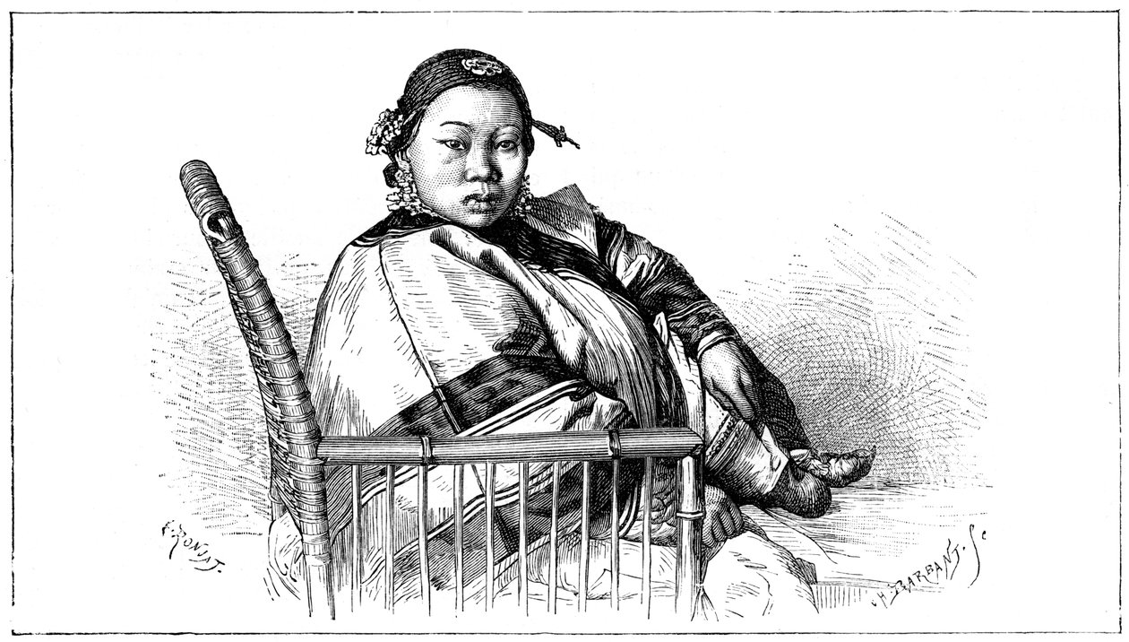 Woman with Bound Feet, China by Etienne Antoine Eugene Ronjat