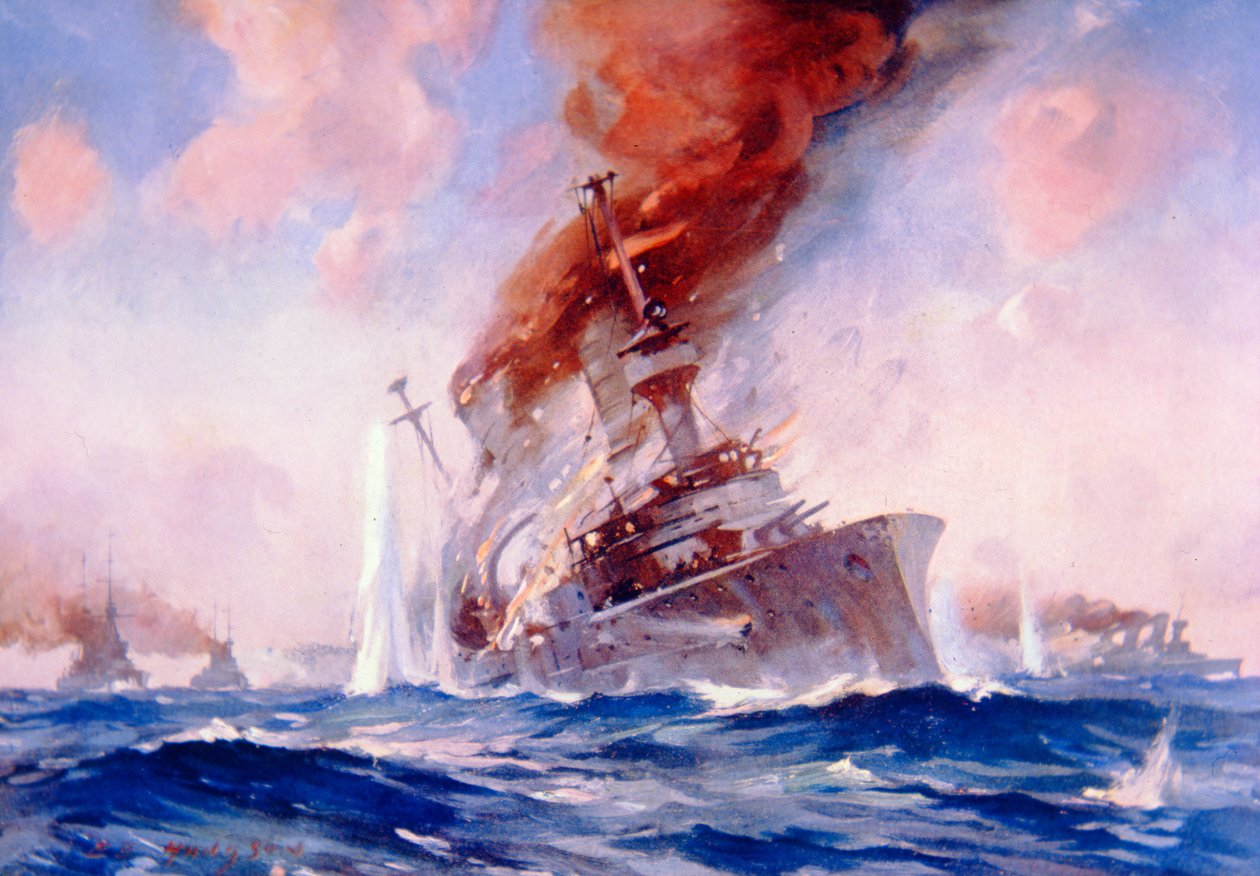 Battle of the Falklands: Sinking of the Scharnhorst by E. S. (after) Hodgson
