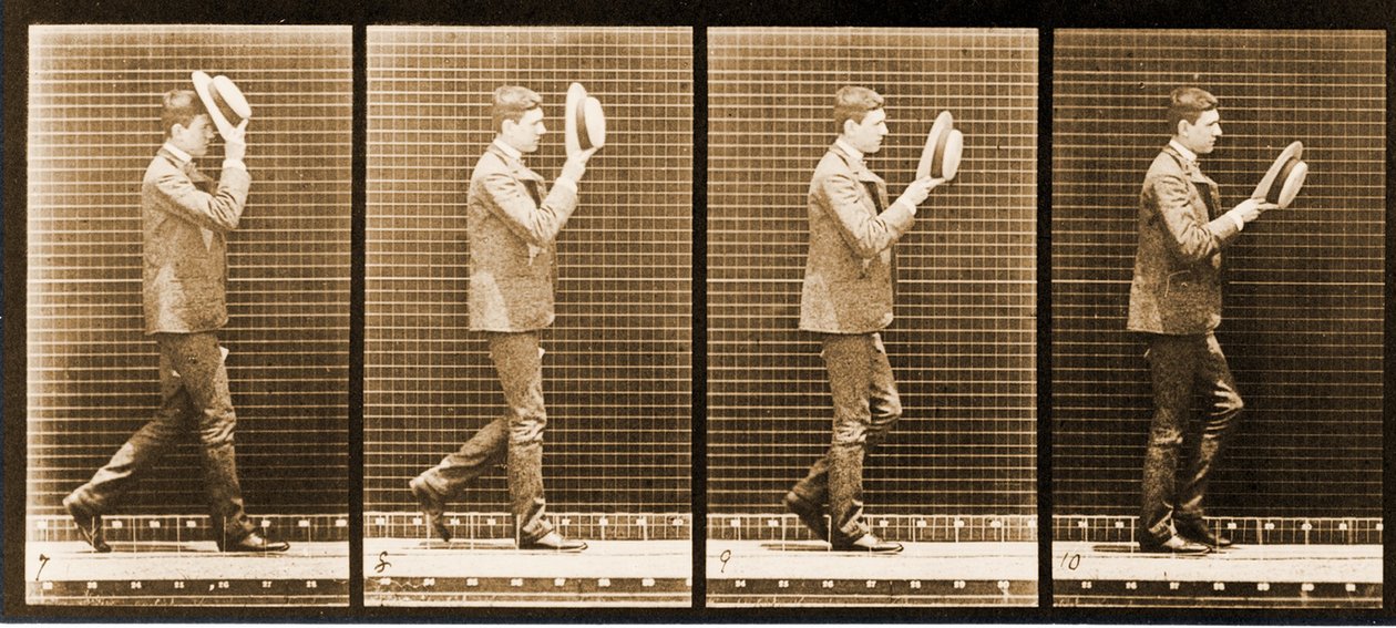 Image Sequence of a Man with a Hat Walking, 