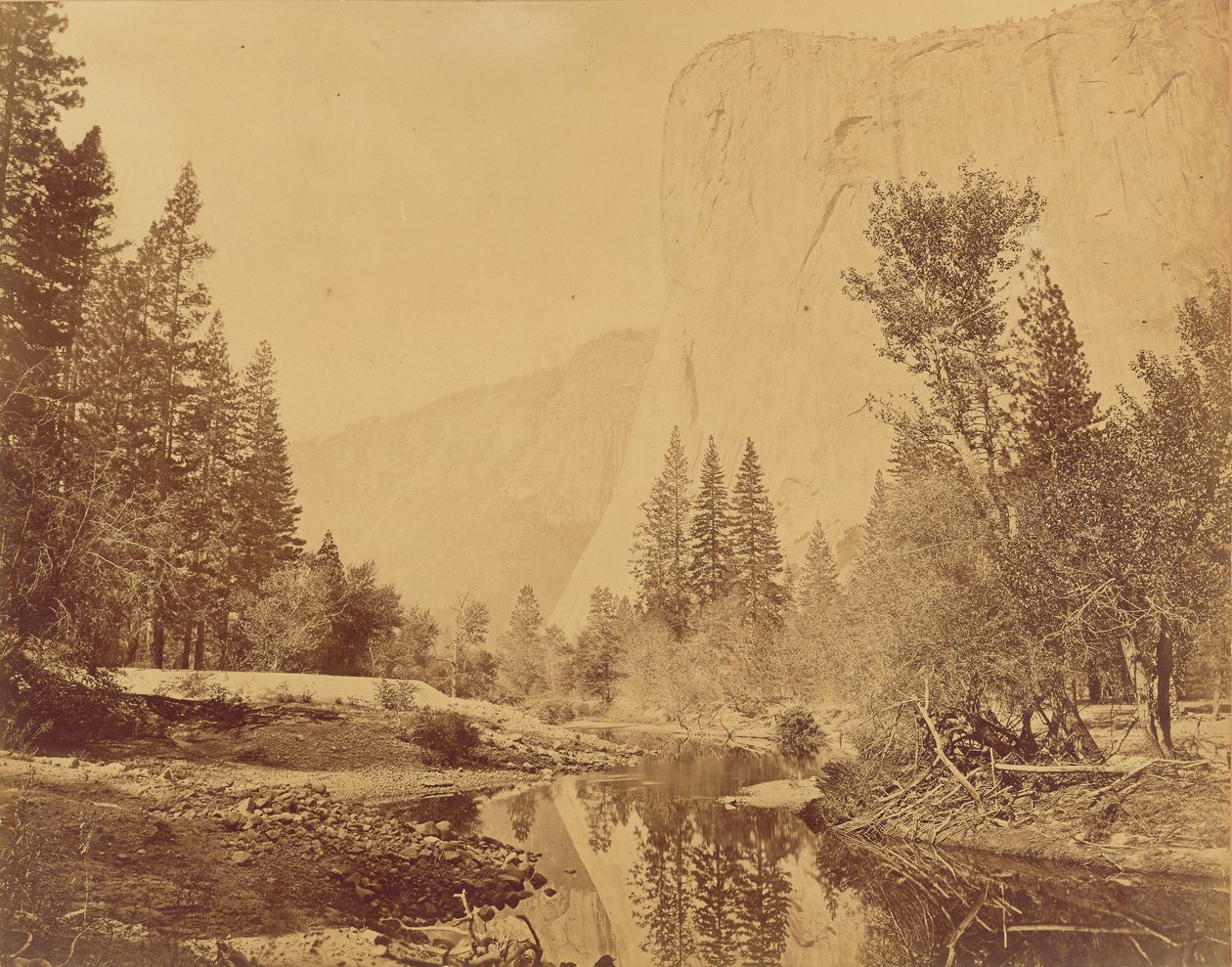 Tutokanula. Valley of the Yosemite. (The Great Chief) "El Capitan." 3500 Feet High. by Eadweard J. Muybridge