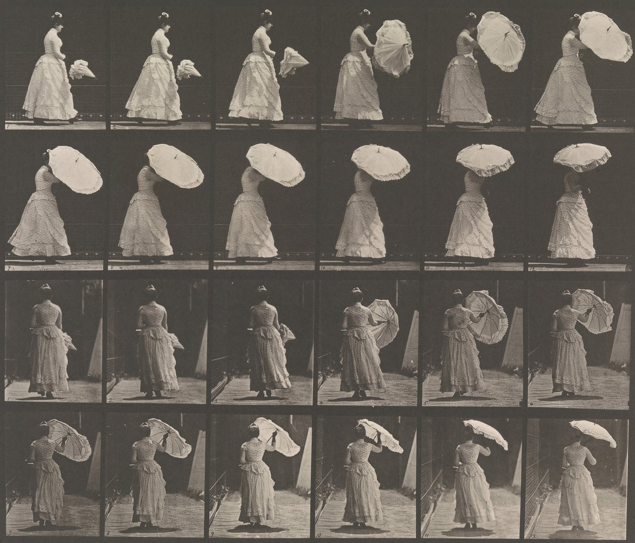 Woman Opening Parasol by Eadweard Muybridge