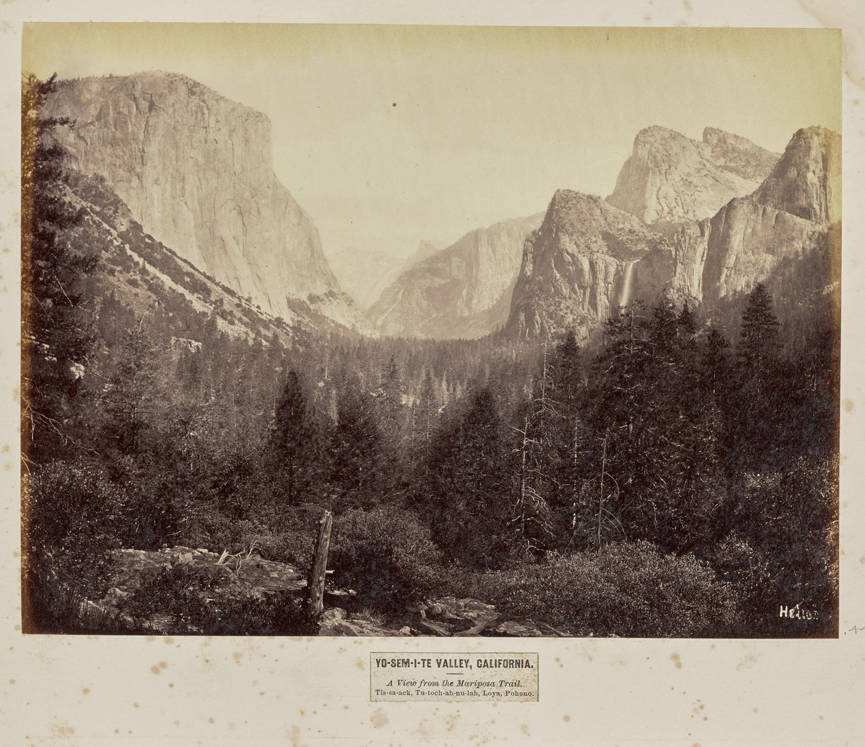 Yosemite Valley, California. A View from the Mariposa Trail. Tis-sa-ack, Tu-toch-ah-nu-lah, Loya, Pohono by Eadweard J. Muybridge