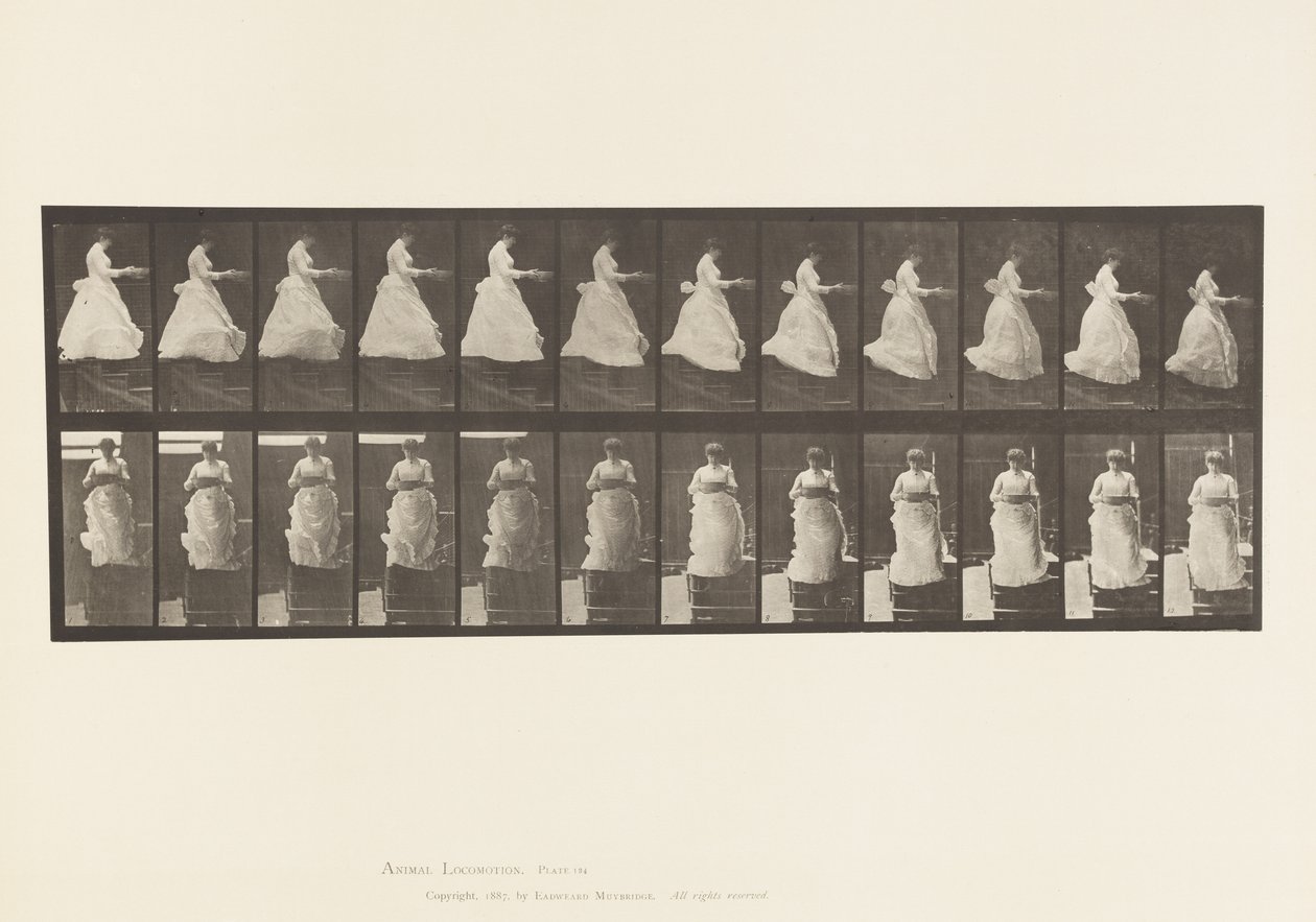 Plate 134. Descending Stairs, With Basin in Hands by Eadweard Muybridge