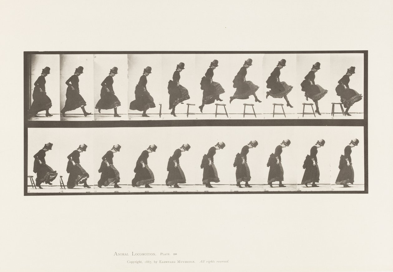 Jumping; Running Straight High Jump, 1885 by Eadweard Muybridge