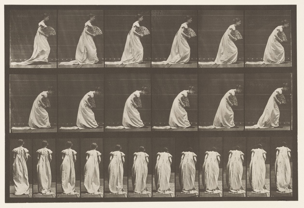 Courtseying, Fan in Right Hand by Eadweard Muybridge