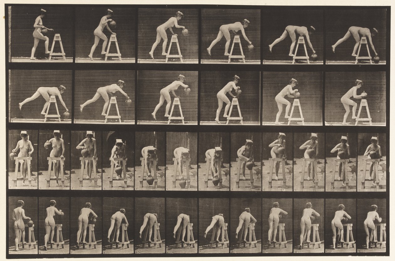 Plate 203. Bending Over a Trestle with Water Jar by Eadweard Muybridge