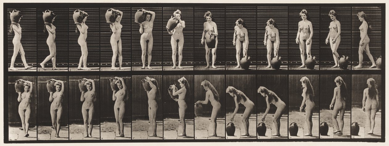 Removing Water Jar from Shoulder to the Ground & Turning by Eadweard Muybridge