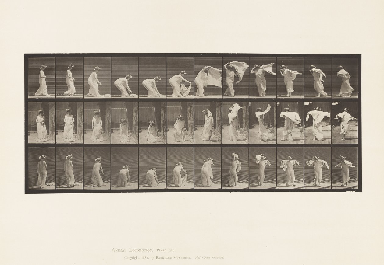 Plate 233. Lifting Shawl, Putting Around Shoulders, Turning by Eadweard Muybridge