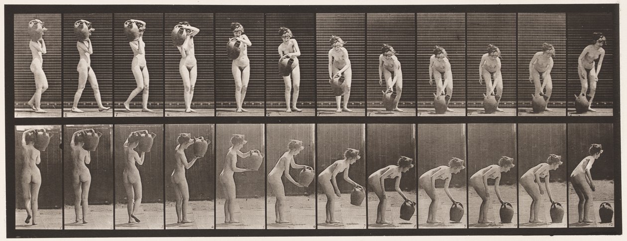 Turning & Removing Water Jar from Shoulder to Ground by Eadweard Muybridge