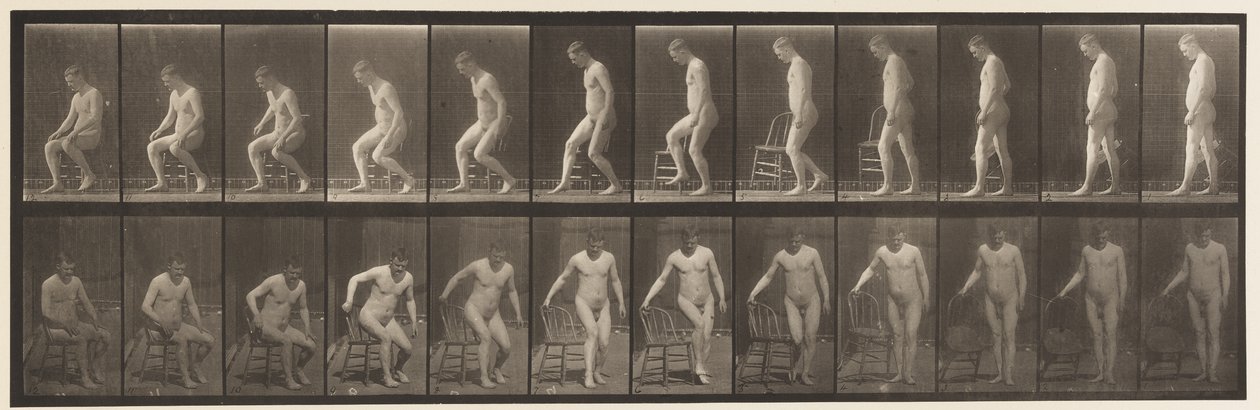 Plate 236. Placing Chair and Sitting Down by Eadweard Muybridge