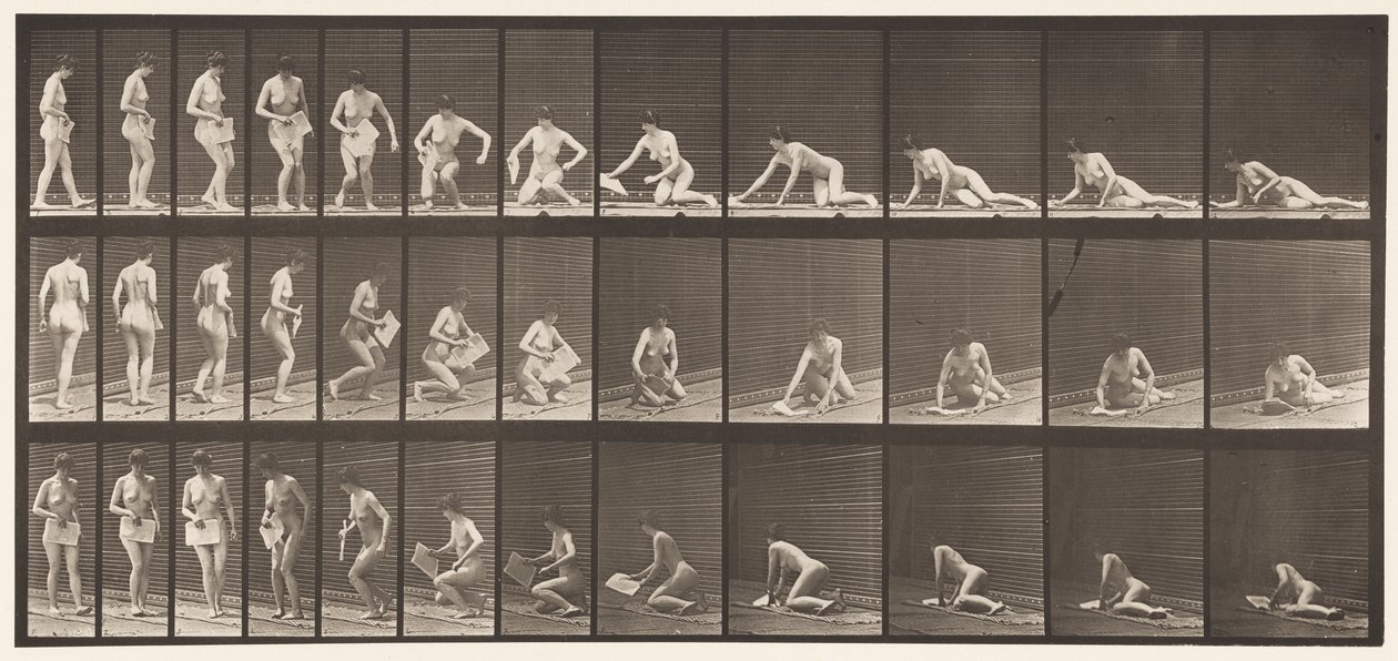 Lying on Ground and Reading by Eadweard Muybridge