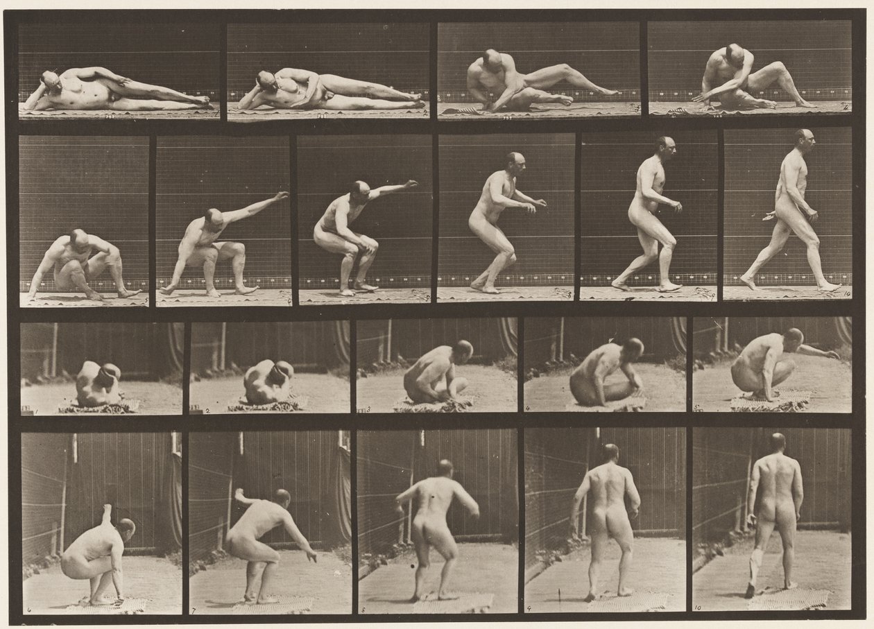 Plate 258. Arising from the Ground and Walking Off by Eadweard Muybridge