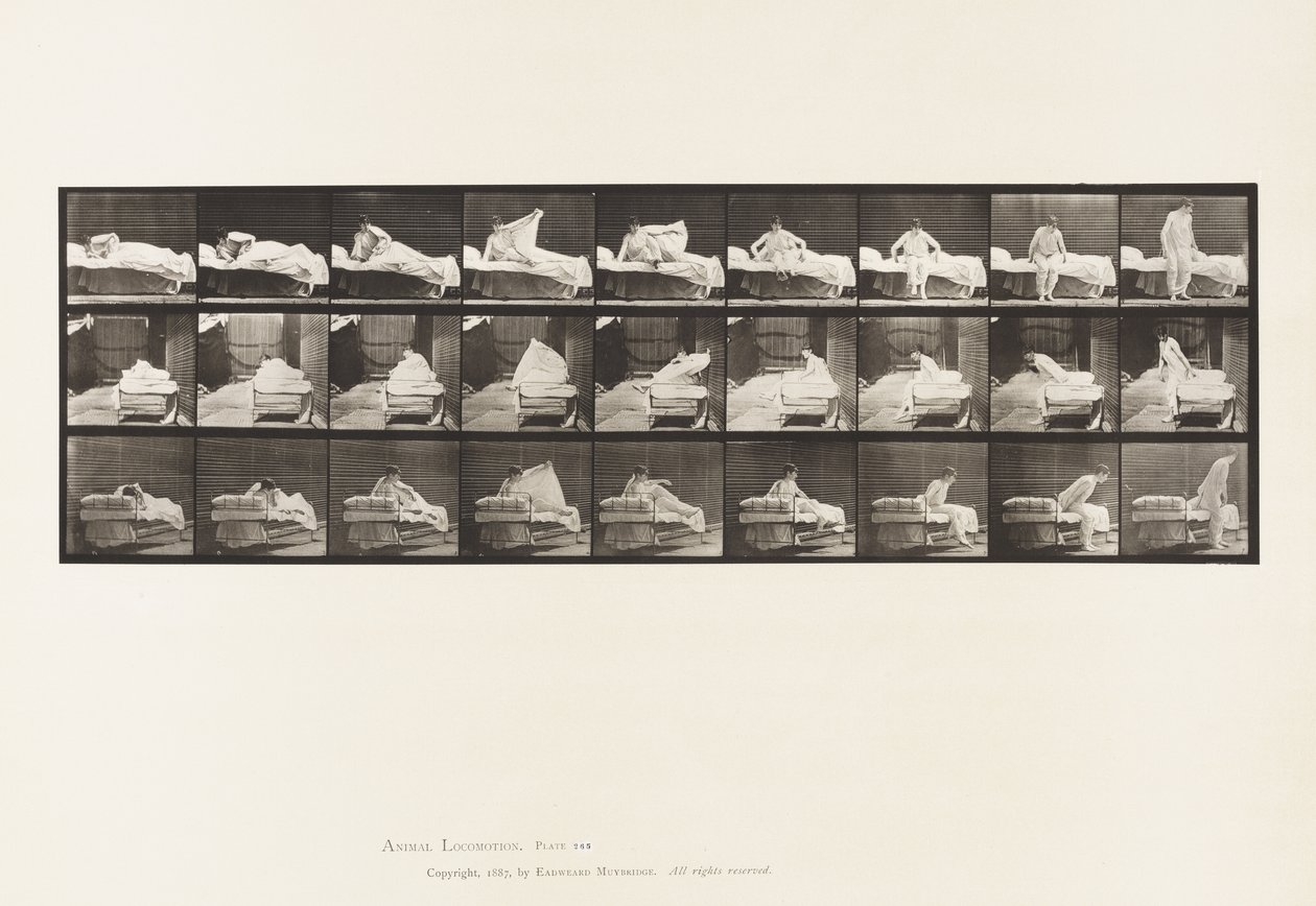 Plate 265. Getting Out of Bed and Preparing to Kneel by Eadweard Muybridge