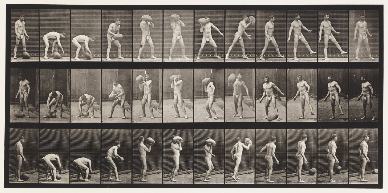 Plate 317. Heaving a 70-lb Rock by Eadweard Muybridge