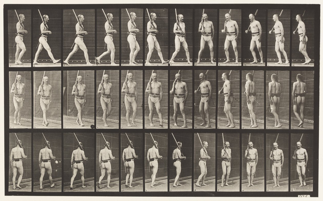 On Guard, Walking and Turning Around by Eadweard Muybridge
