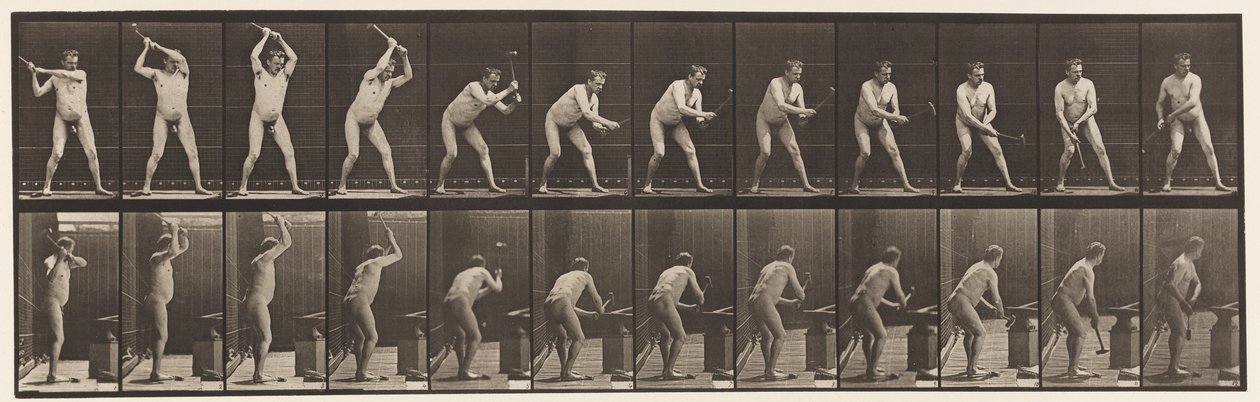 Plate 376. Blacksmith, Hammering on Anvil, Two Hands by Eadweard Muybridge