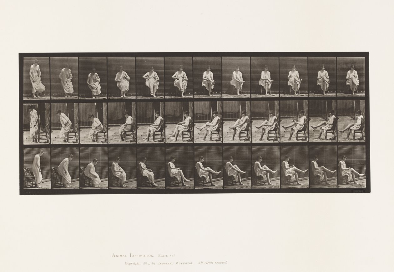 Toilet; Sitting and Putting on Stockings by Eadweard Muybridge