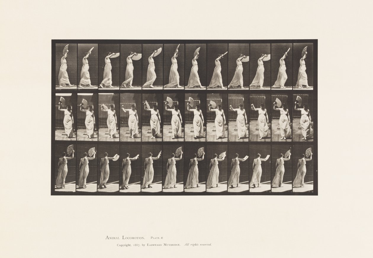 Plate 41. Walking, Flirting a Fan by Eadweard Muybridge