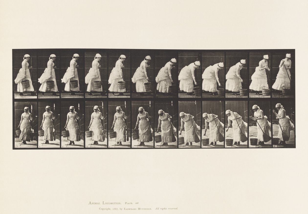 Setting Down Bucket and Preparing to Sweep by Eadweard Muybridge