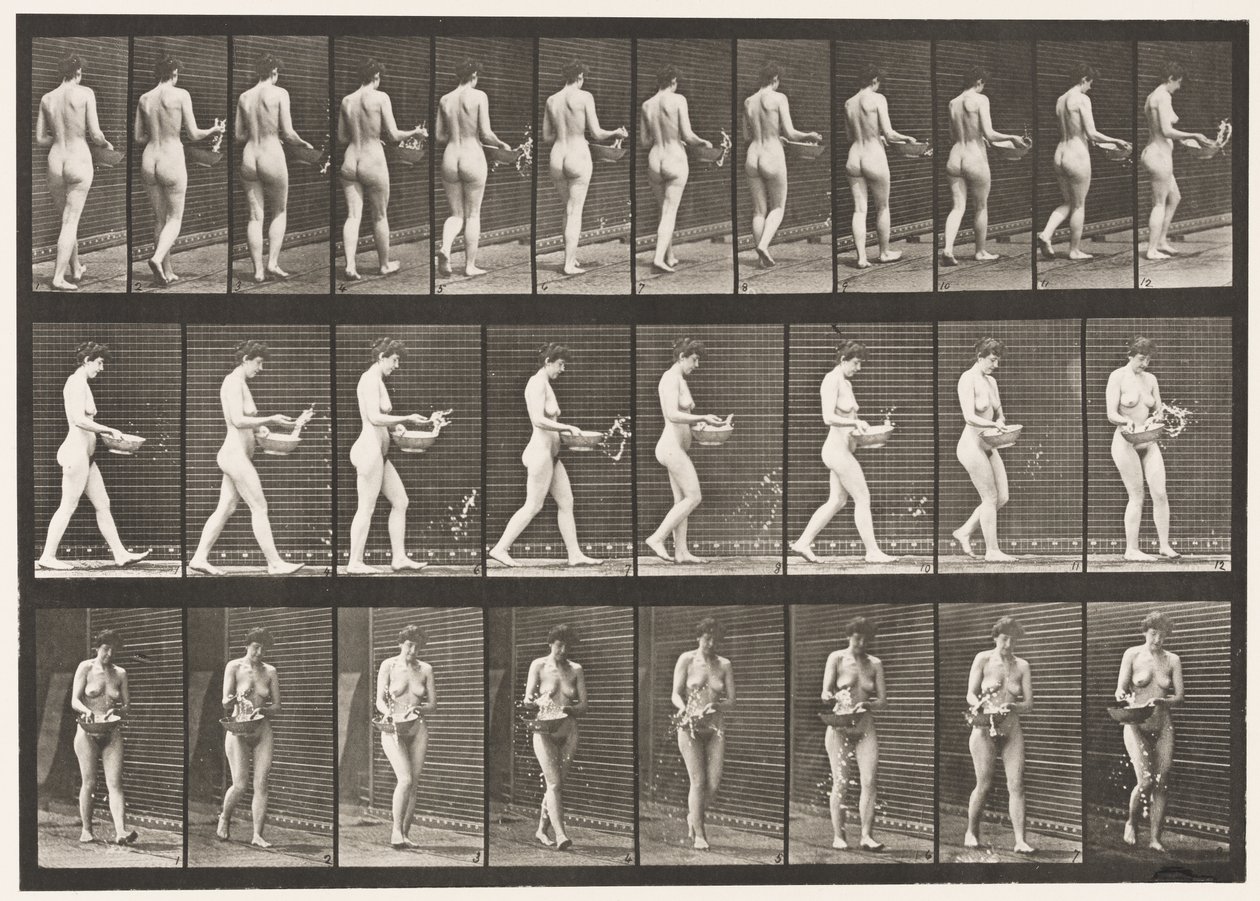 Walking, Sprinkling Water from Basin, Turning Around by Eadweard Muybridge