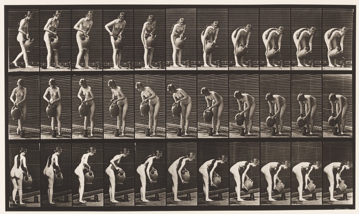 Filling Pitcher on the Ground From Water-Jar by Eadweard Muybridge