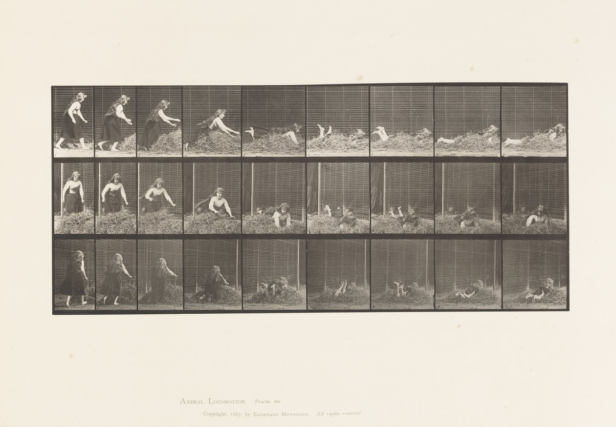 Throwing Self on Heap of Hay by Eadweard Muybridge