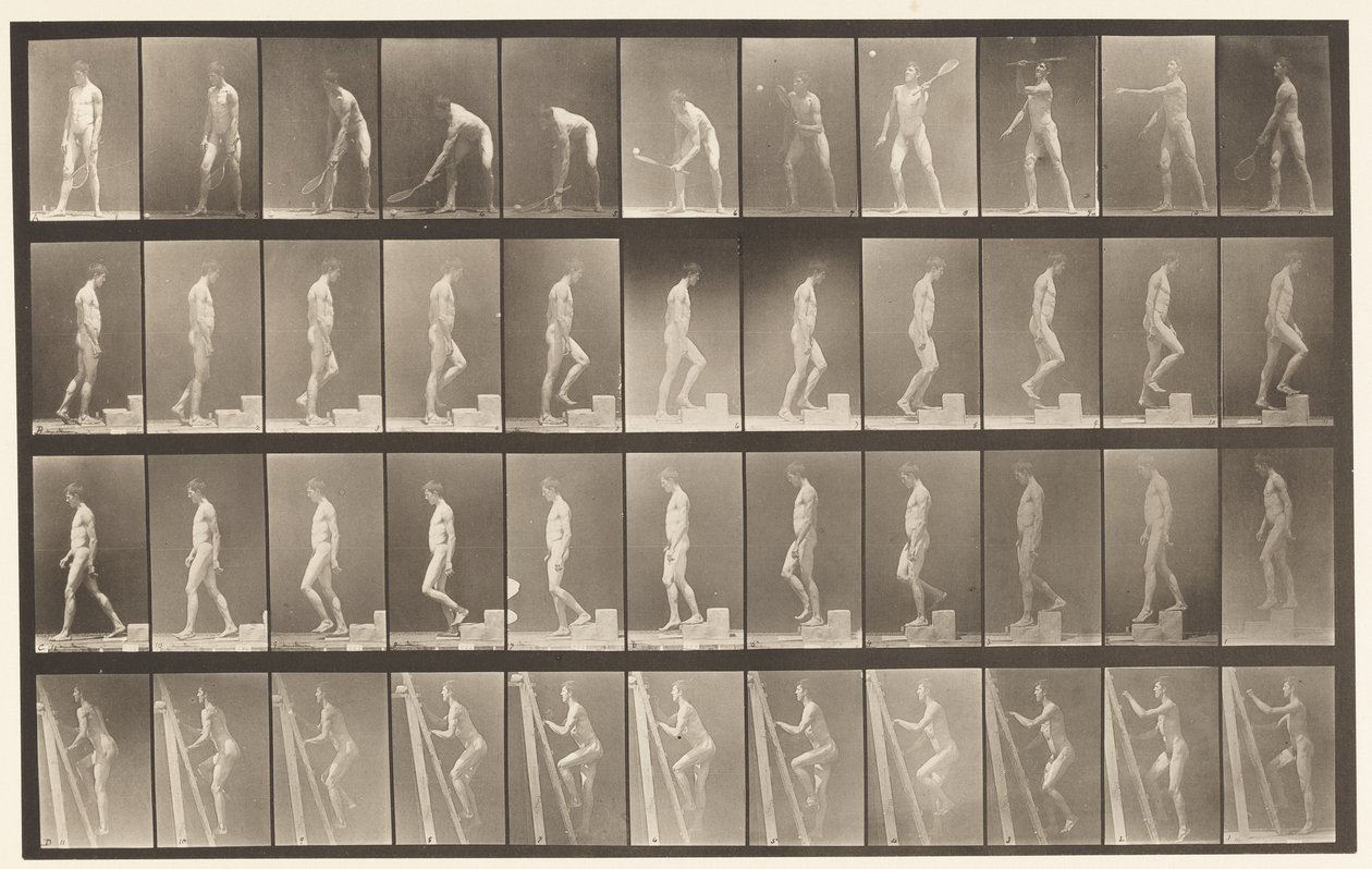A, Lawn Tennis; B, Ascending a Step by Eadweard Muybridge