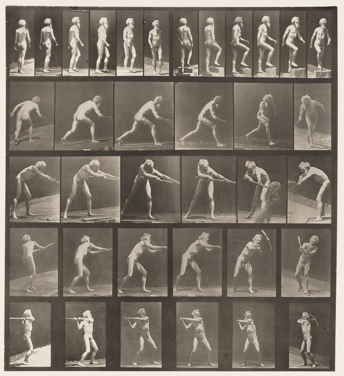 Walking; Ascending Step; Throwing Disk by Eadweard Muybridge
