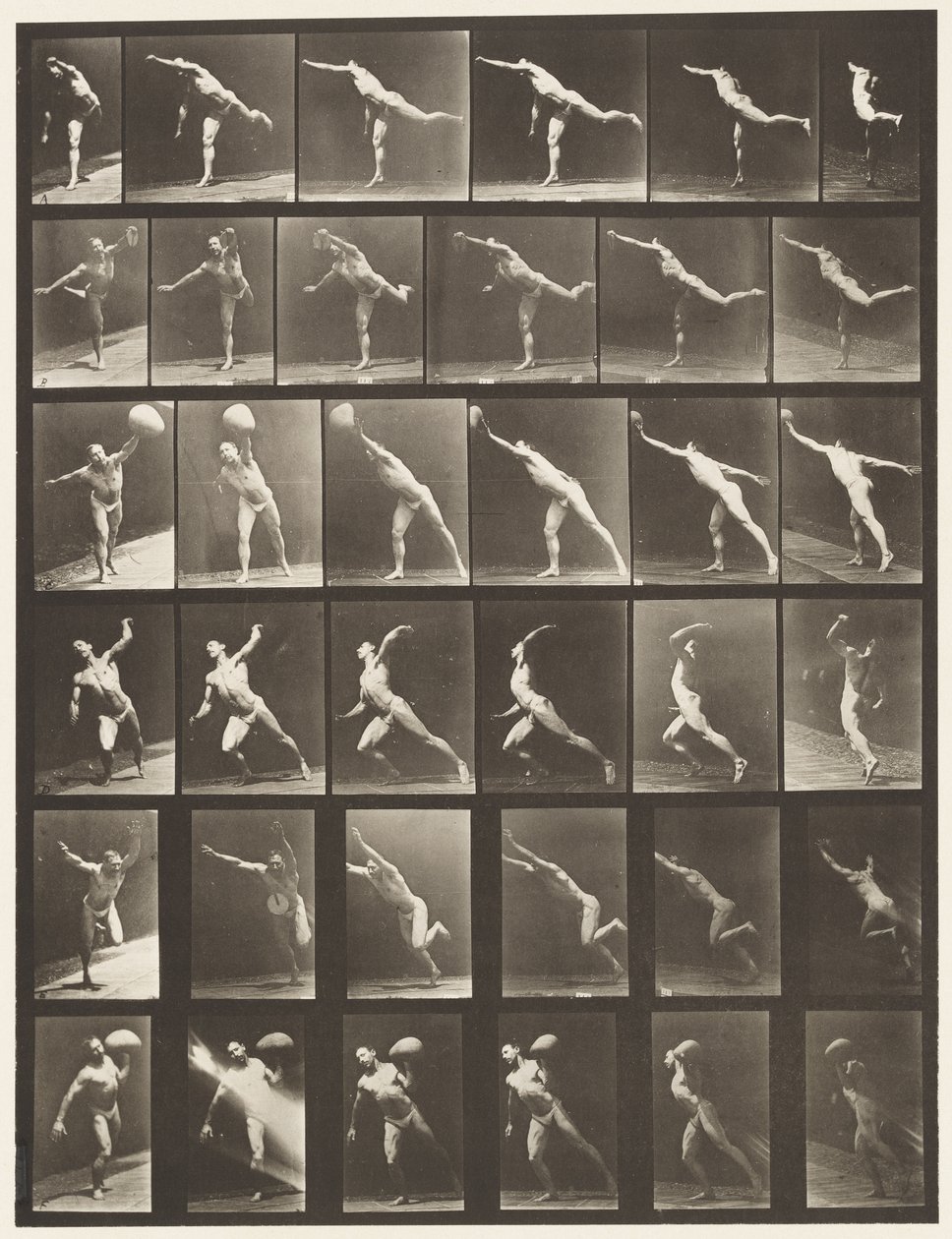 Plate 523. Striking a Blow; Throwing Disk by Eadweard Muybridge
