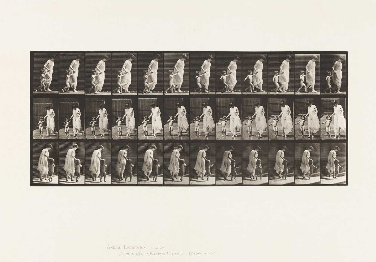 Plate 72. Running, Leading Child (70) in Hand by Eadweard Muybridge