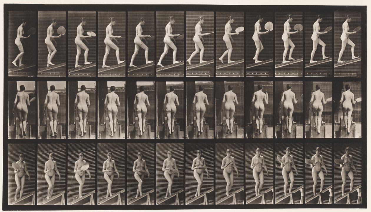 Ascending Incline, Flirting A Fan by Eadweard Muybridge