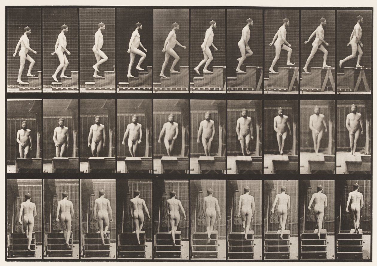 Plate 90. Ascending Stairs by Eadweard Muybridge