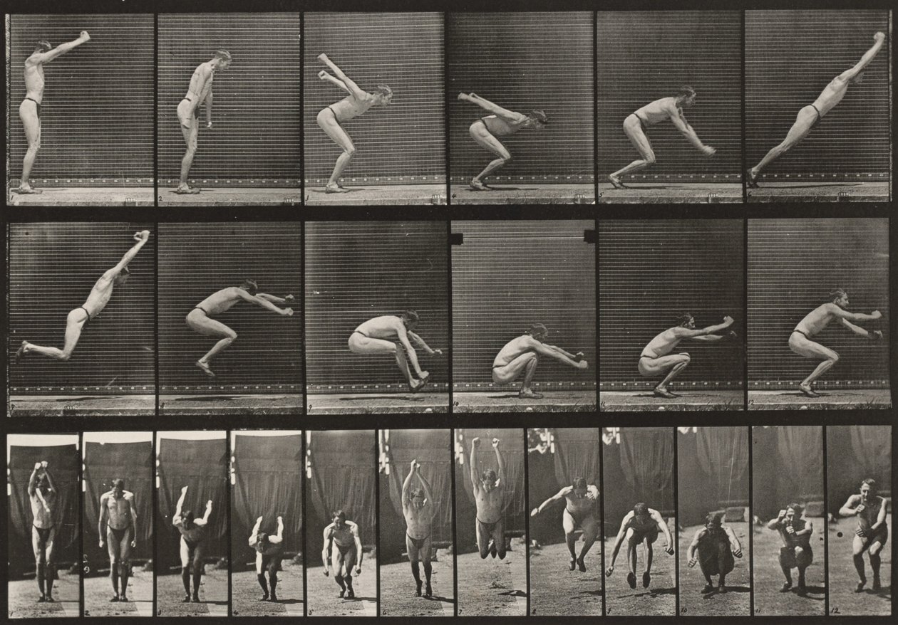 Plate Number 163. Jumping, Standing Broad Jump by Eadweard Muybridge