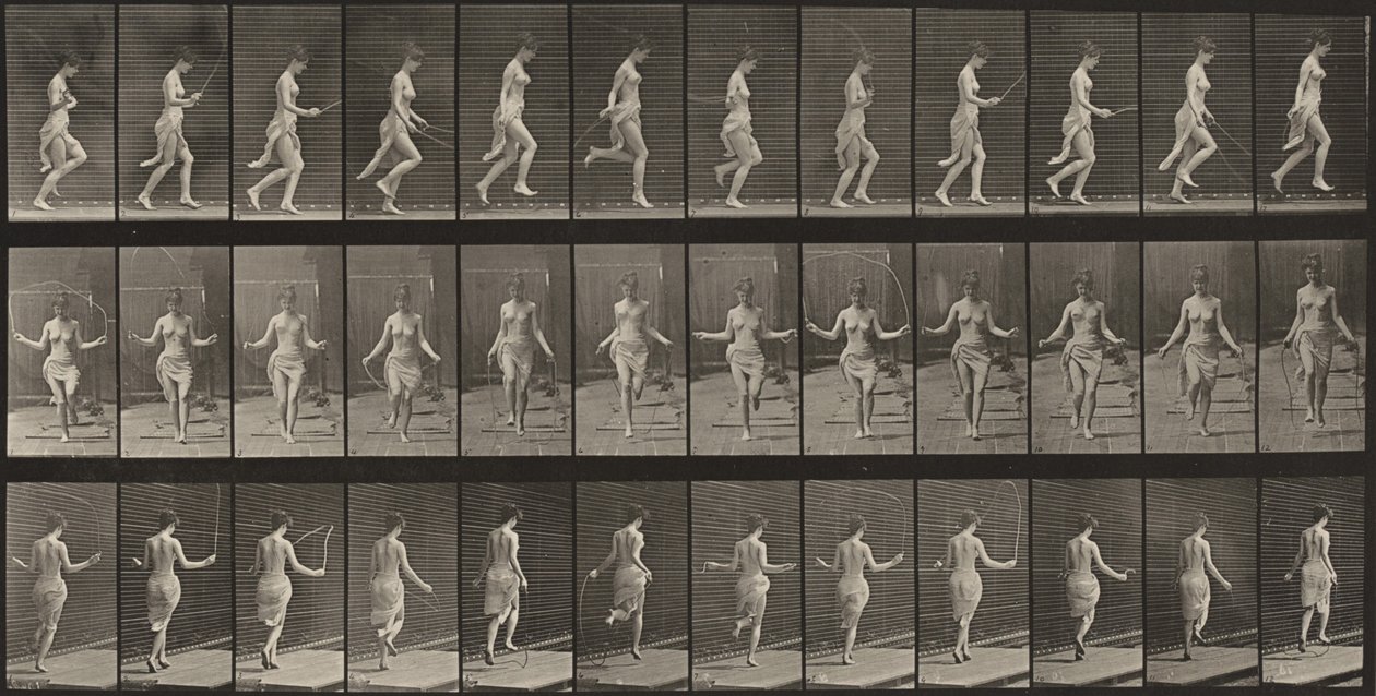 Plate Number 174. Running and Jumping with Skipping Rope by Eadweard Muybridge