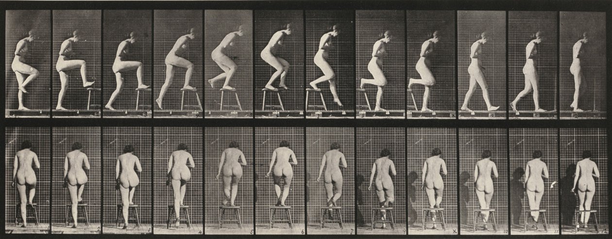 Plate Number 180. Stepping on and over a chair by Eadweard Muybridge