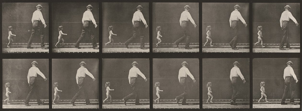 Plate Number 470. Child Running After a Man by Eadweard Muybridge
