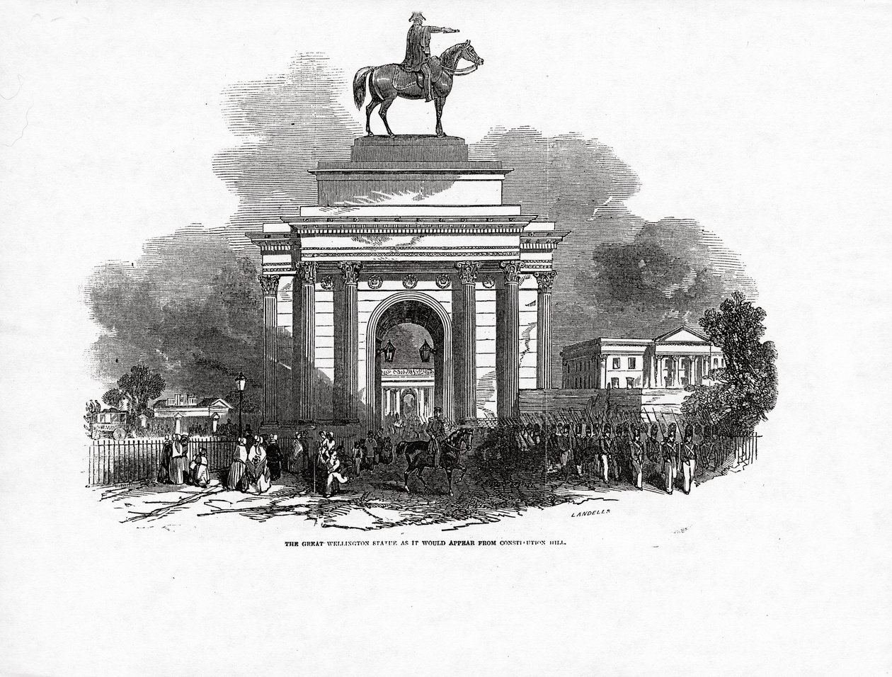 The Great Wellington Statue as it would appear from Constitution Hill, published in 