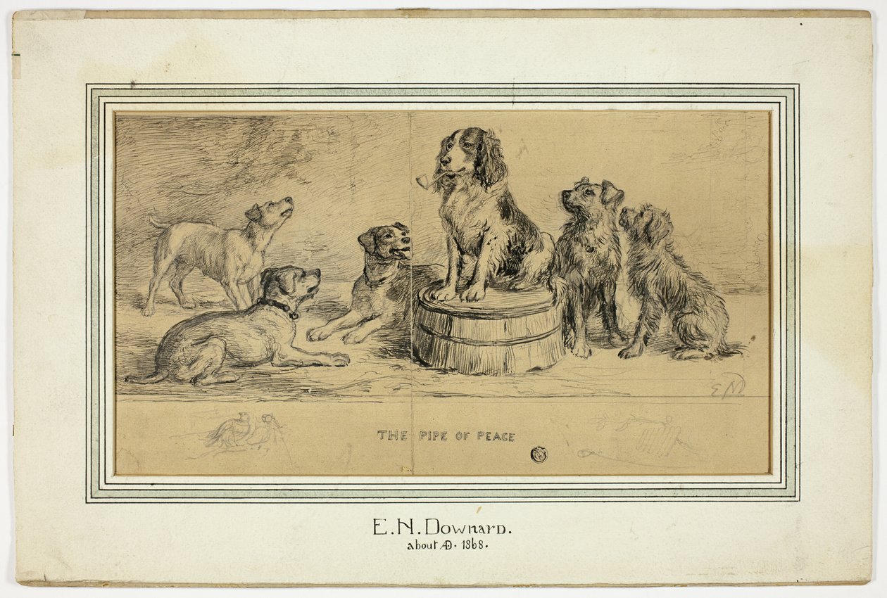 The Pipe of Peace (front); Sketch of Village Street (back) by Ebenezer Newman Downard