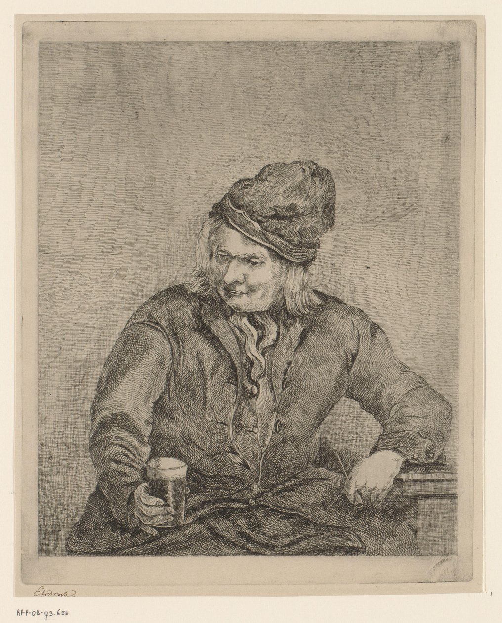 Old Man with Glass and Pipe in Hand by Eberhard Cornelis Rahms
