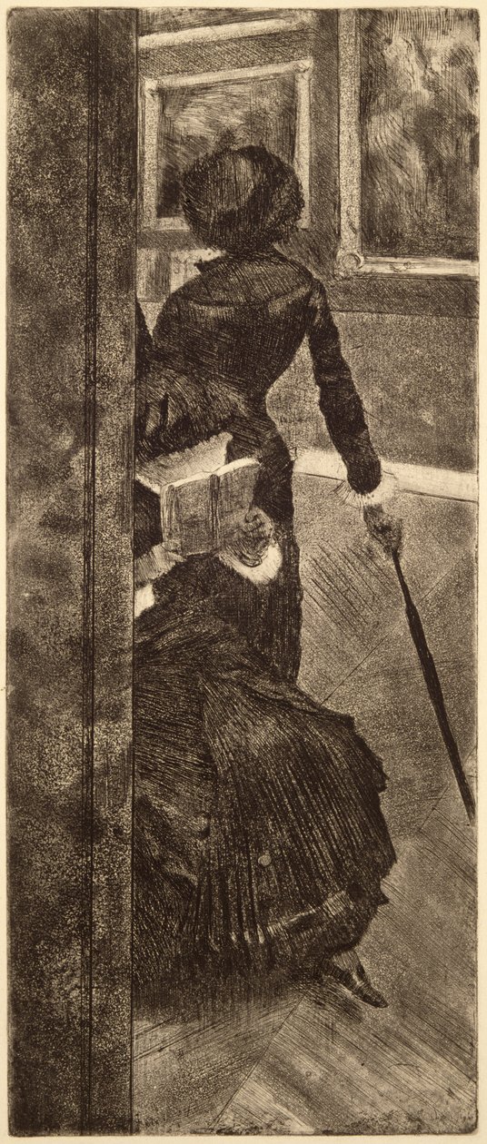 At the Louvre - The Painter (Mary Cassatt) c.1879 by Edgar Degas