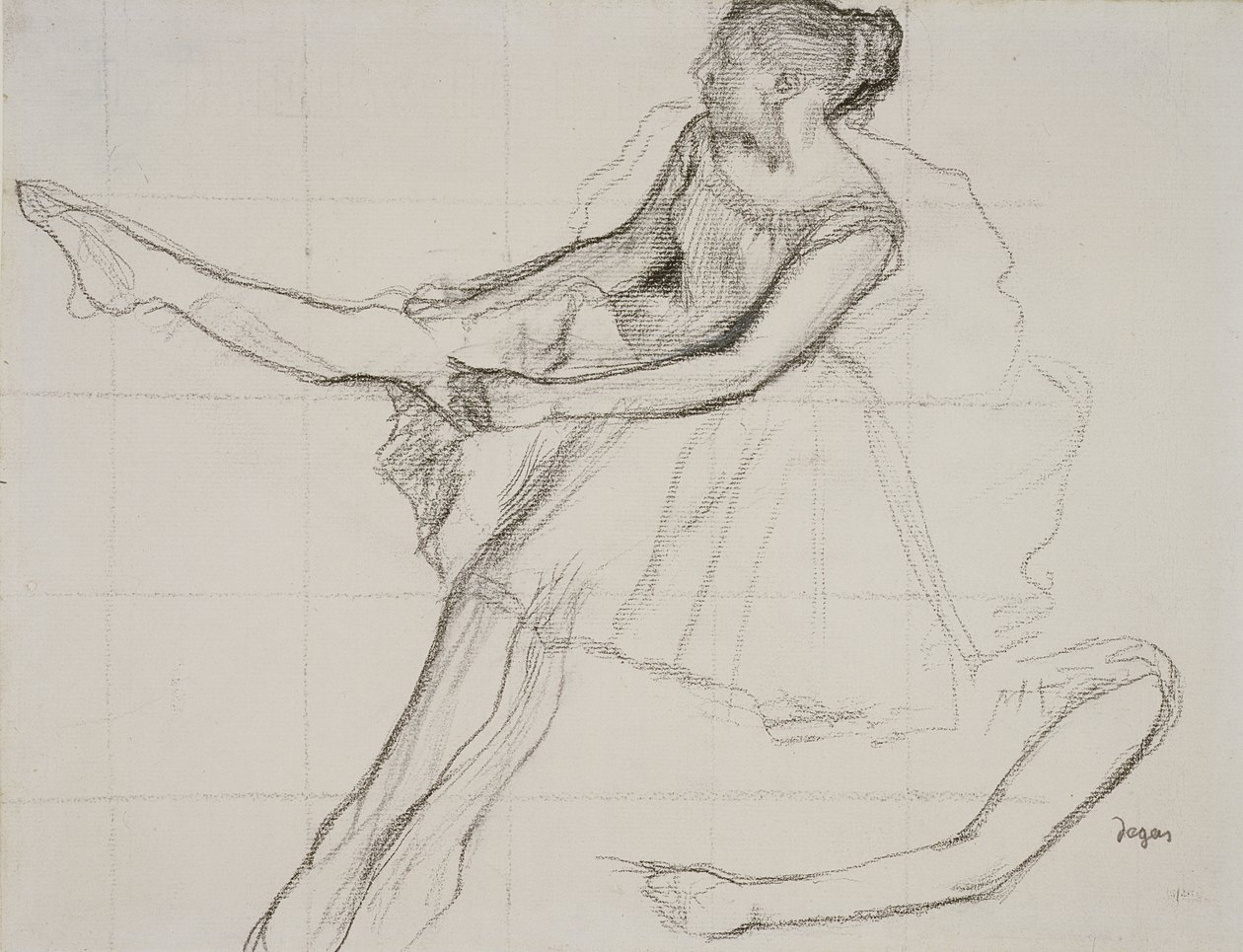 Dancer adjusting her tights, c.1880 by Edgar Degas