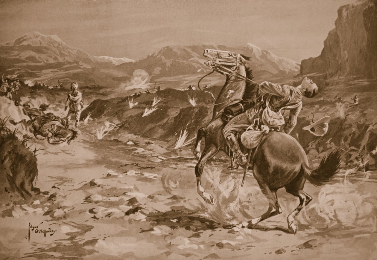 Captain Jotham is Shot Dead in Attempting to Rescue One of His Men by Edgar Alfred Holloway
