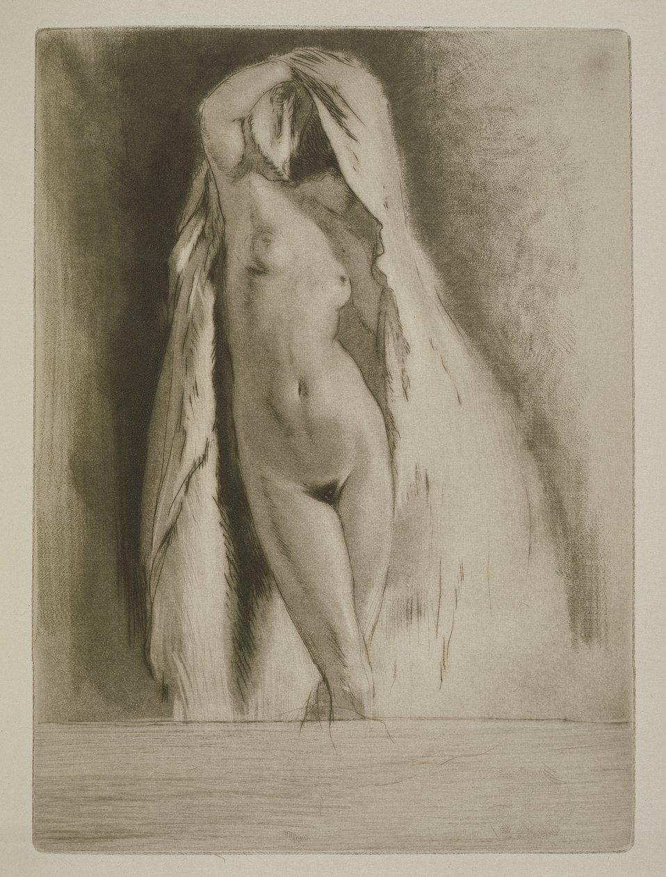 A woman draped in a sheet, illustration for 