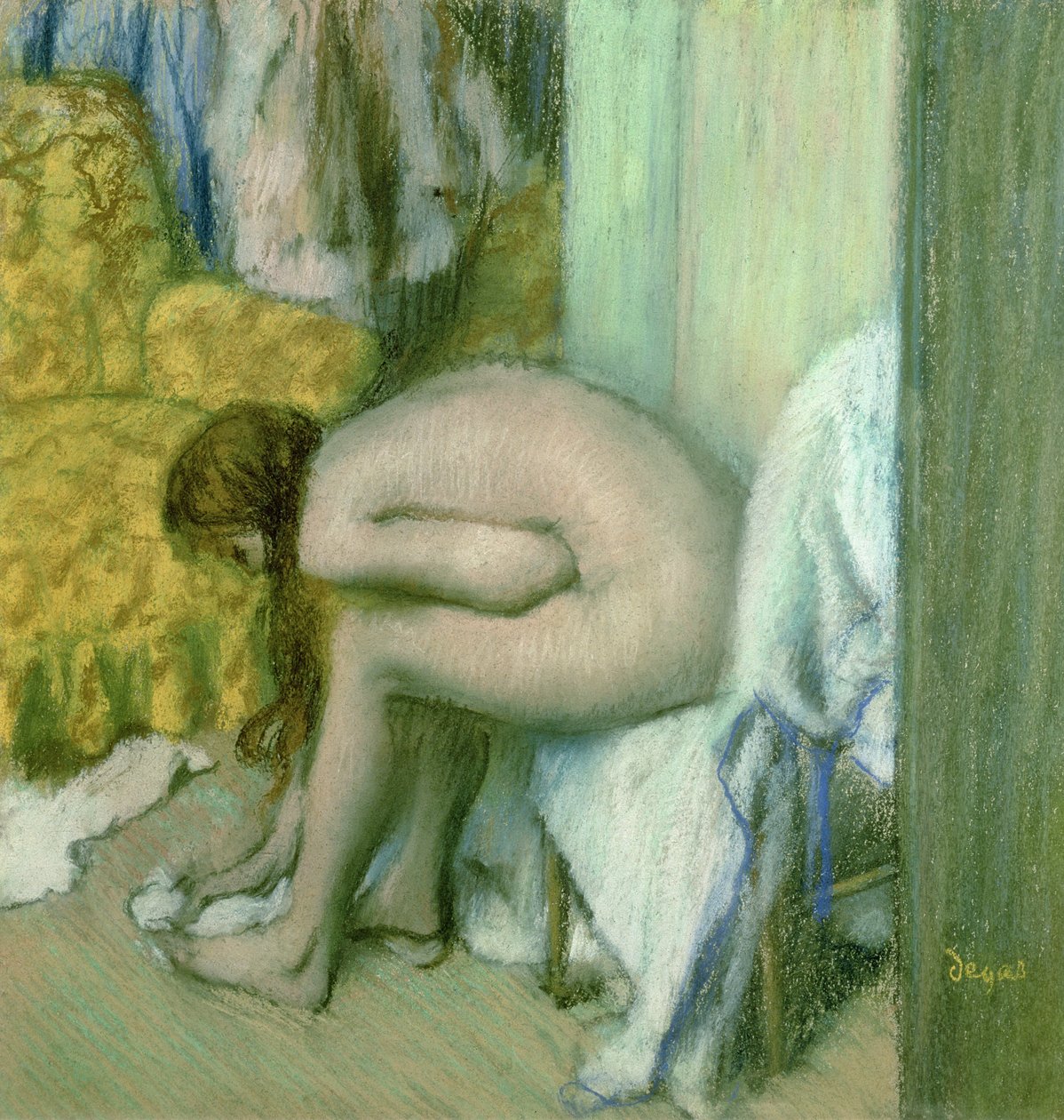 After the Bath, Woman Drying her Left Foot by Edgar Degas