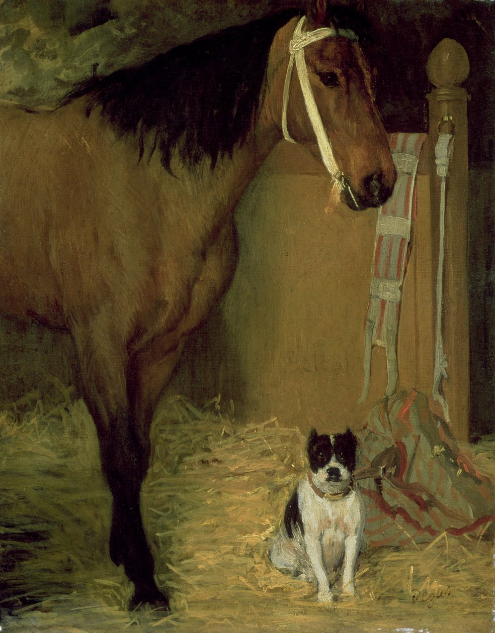 At the Stable, Horse and Dog by Edgar Degas