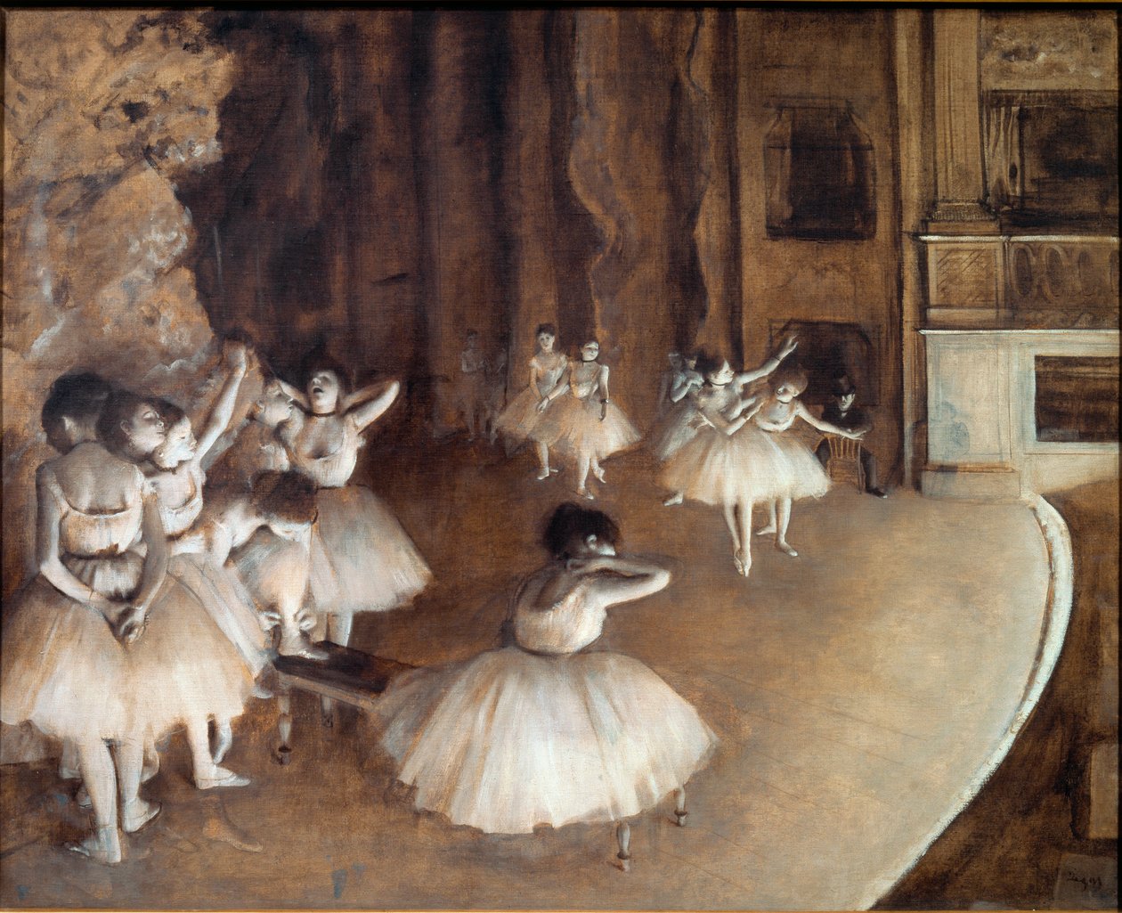 Ballet Rehearsal on the Stage by Edgar Degas