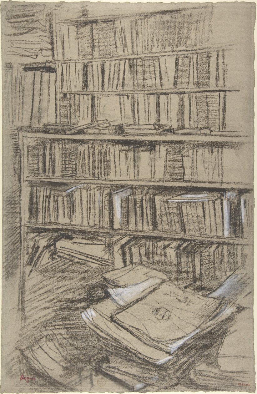Bookshelves, Study for "Edmond Duranty" by Edgar Degas