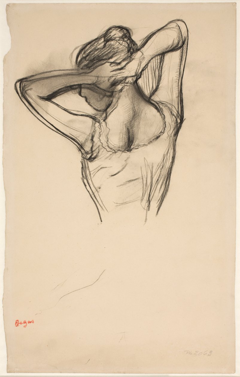 Dancer, Half-Body, Arms Crossed Behind Her Head by Edgar Degas