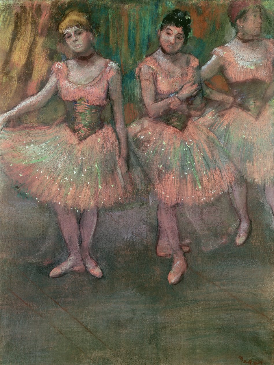 Dancers Wearing Salmon Coloured Skirts by Edgar Degas